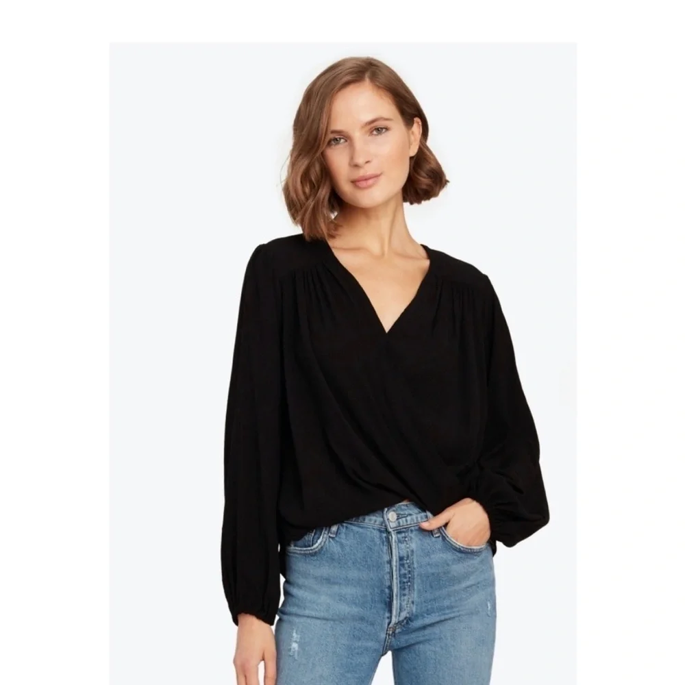 Free People check on it black blouse size small